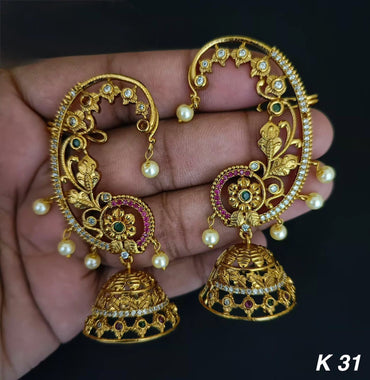American Diamond Gold Plated Earcuff For Woman