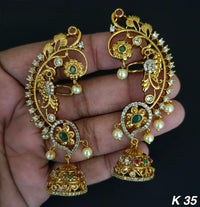 Amercian Diamond Gold Plated Peacock Earcuff For Woman