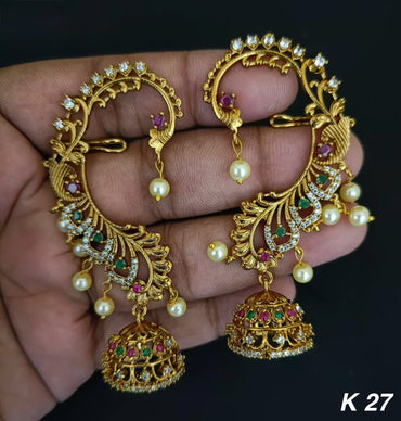 American Diamond Gold Plated Earcuff For Woman