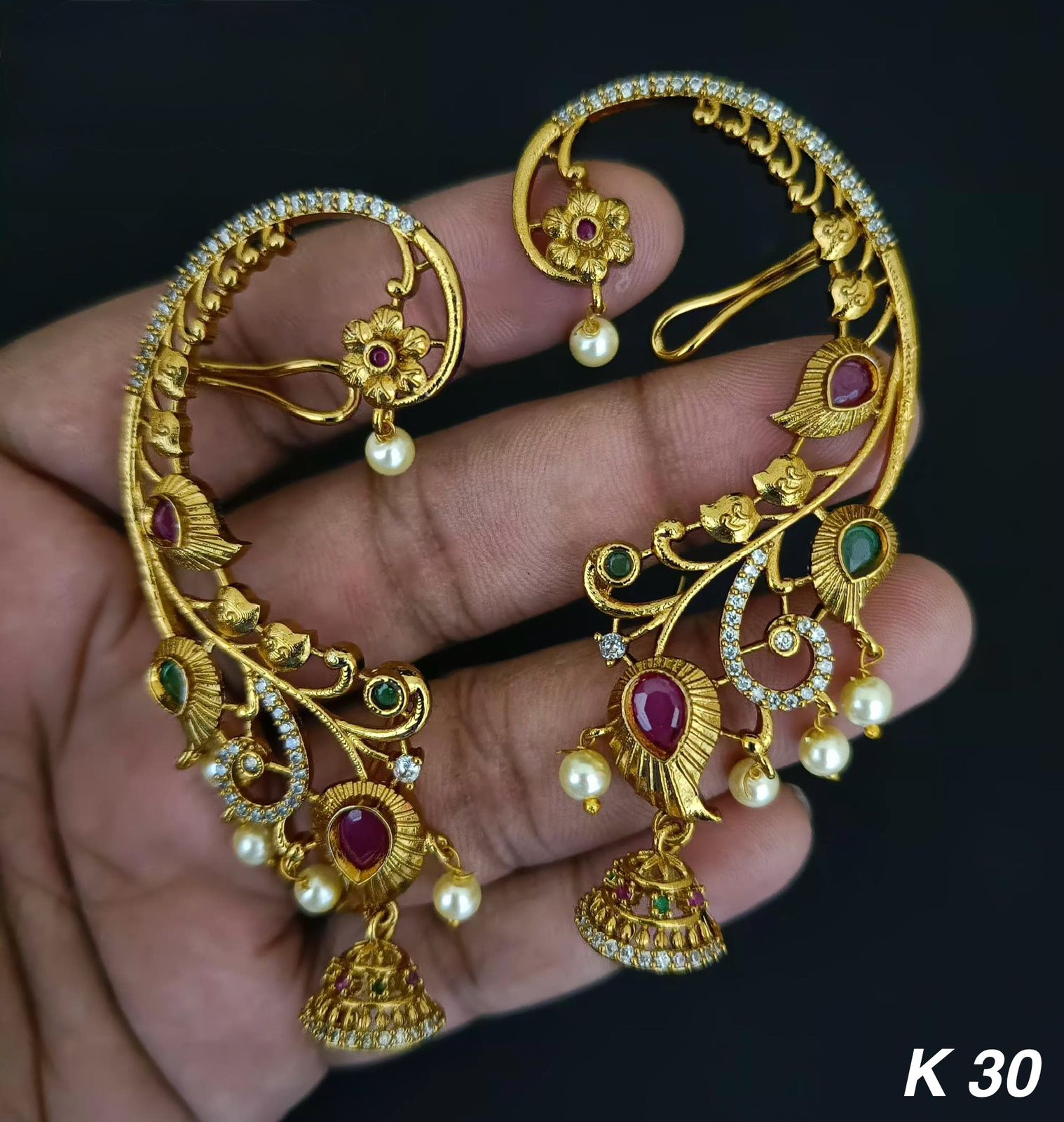 American Diamond Gold Plated Earcuff For Woman