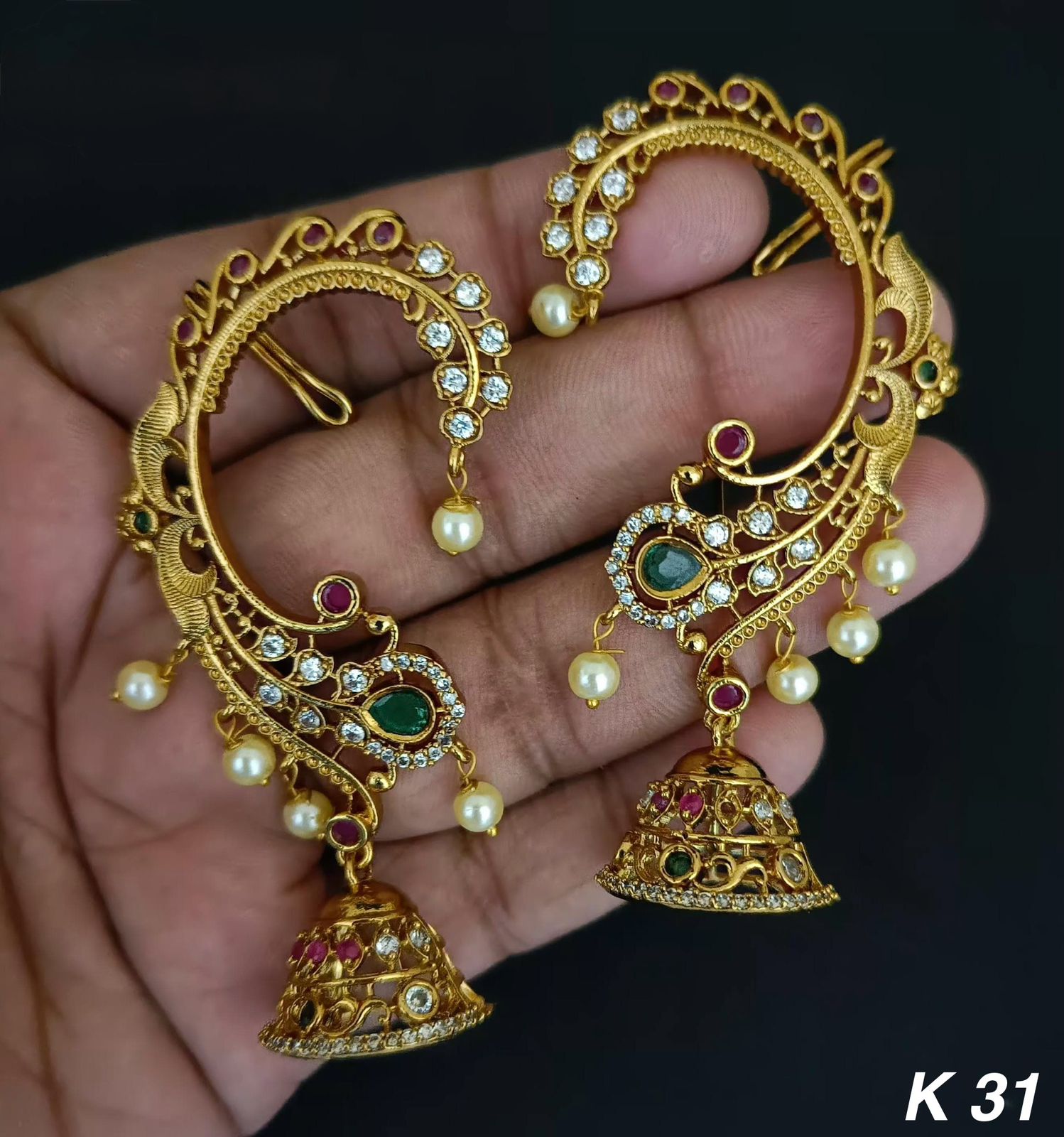 American Diamond Gold Plated Earcuff For Woman