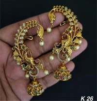 American Diamond Gold Plated Peacock Earcuff For Woman