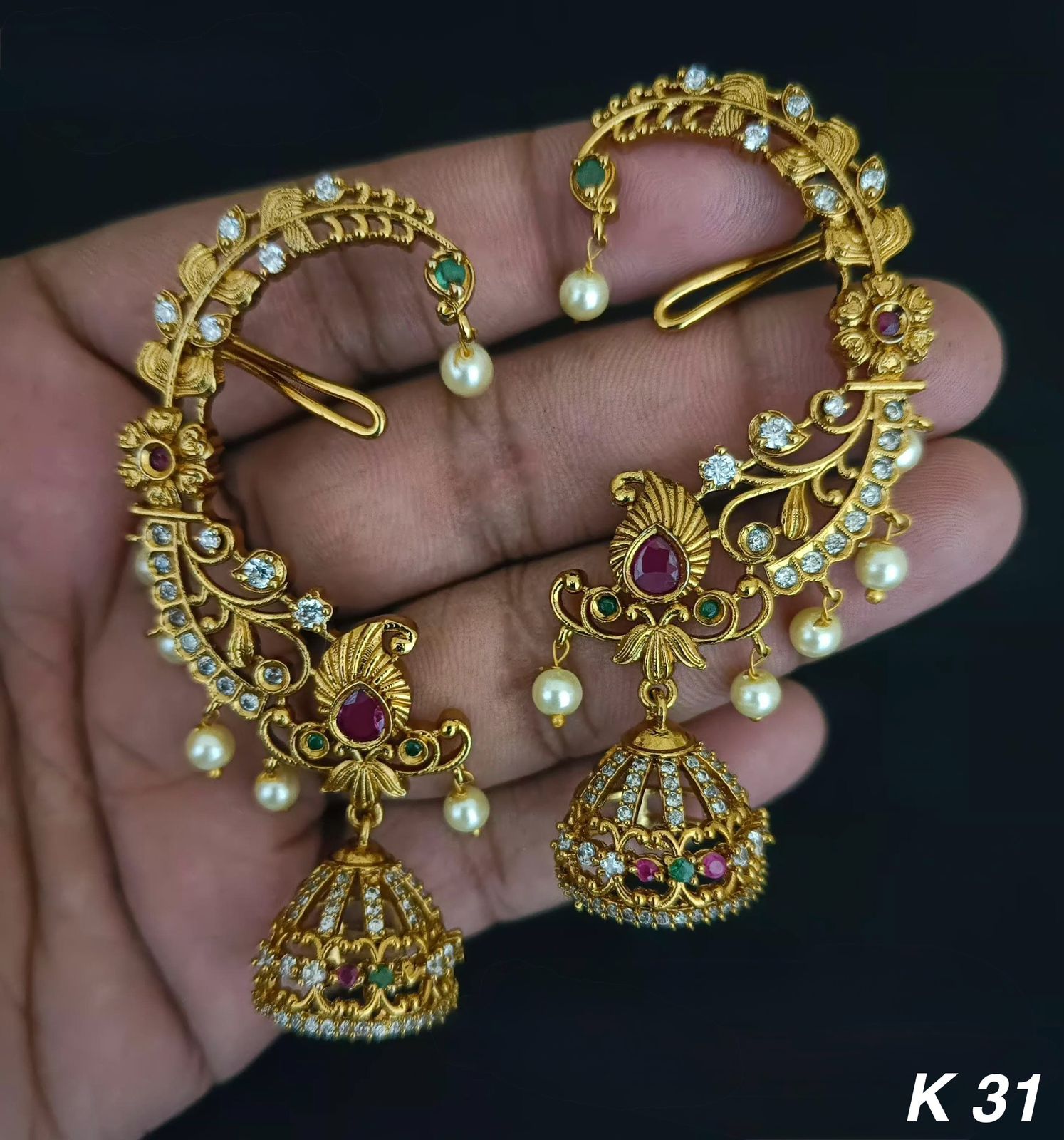 American Diamond Gold Plated Earcuff For Woman
