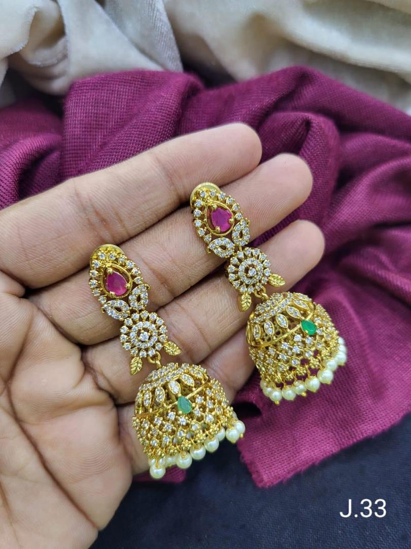 Traditional Jhumka Earrings with Stone Detailing