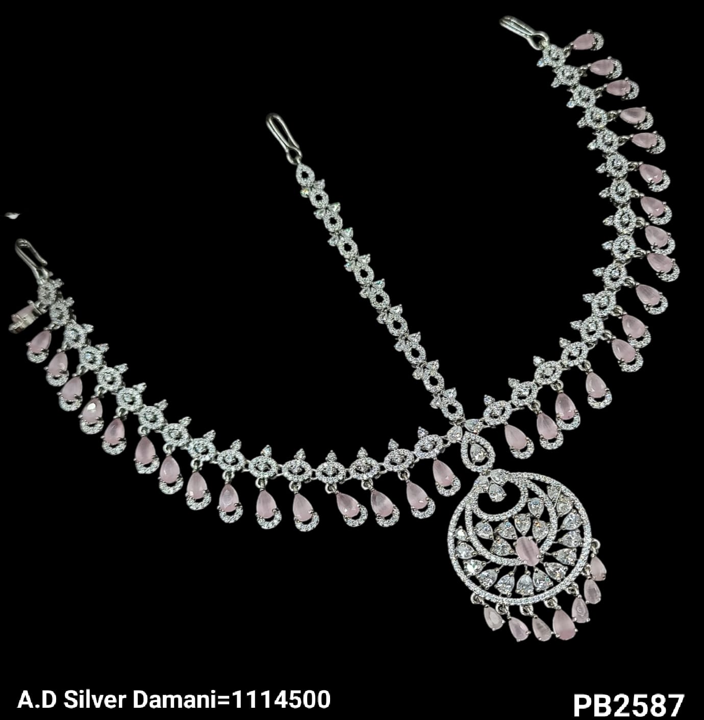 American Diamond Silver Plated Damini Set