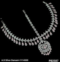 American Diamond Silver Plated Damini Set