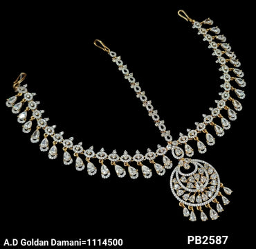 American Diamond Silver Plated Damini Set