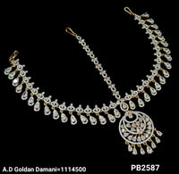 American Diamond Silver Plated Damini Set