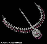 American Diamond Silver Plated Damini Set