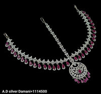 American Diamond Silver Plated Damini Set