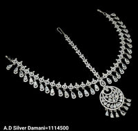 American Diamond Silver Plated Damini Set