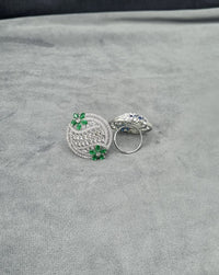 Sapphire Blue Floral Shield Statement Ring