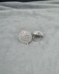 Sapphire Blue Floral Shield Statement Ring