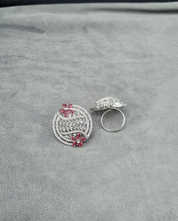 Sapphire Blue Floral Shield Statement Ring