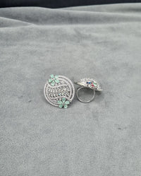 Sapphire Blue Floral Shield Statement Ring