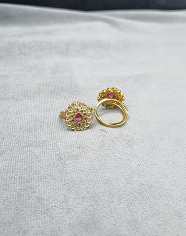 Gold-Tone Sunburst Adjustable Rings