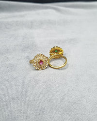 Gold-Tone Sunburst Adjustable Rings