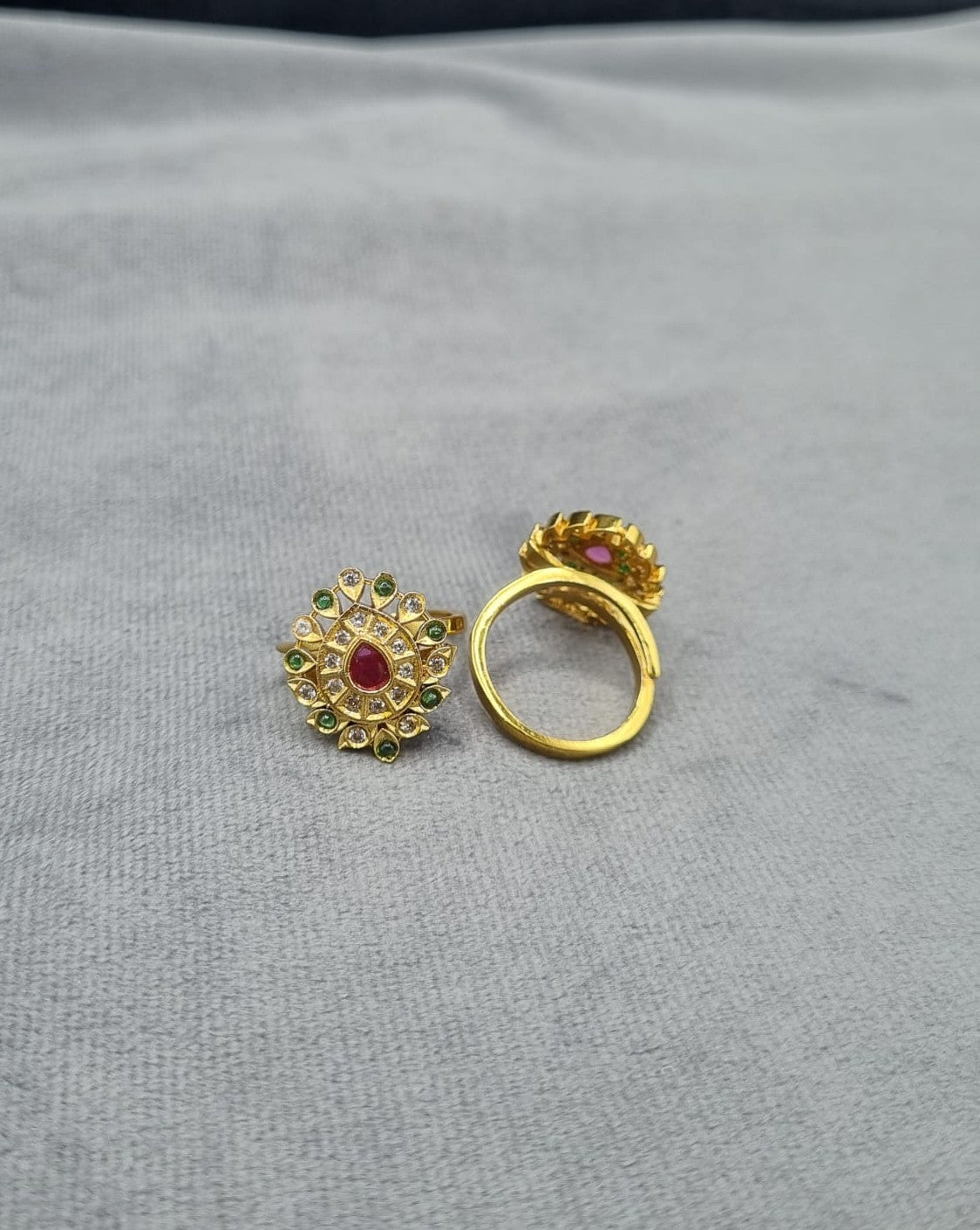 Multi-Stone Sunburst Adjustable Rings