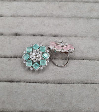 Blush Pink & Silver AD Cocktail Ring