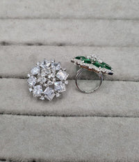 Blush Pink & Silver AD Cocktail Ring