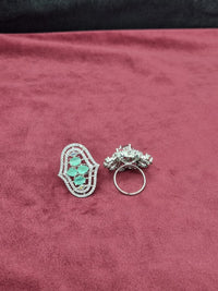 Oval Statement Ring Vibrant Multi Stone American Diamond Ring for Wedding