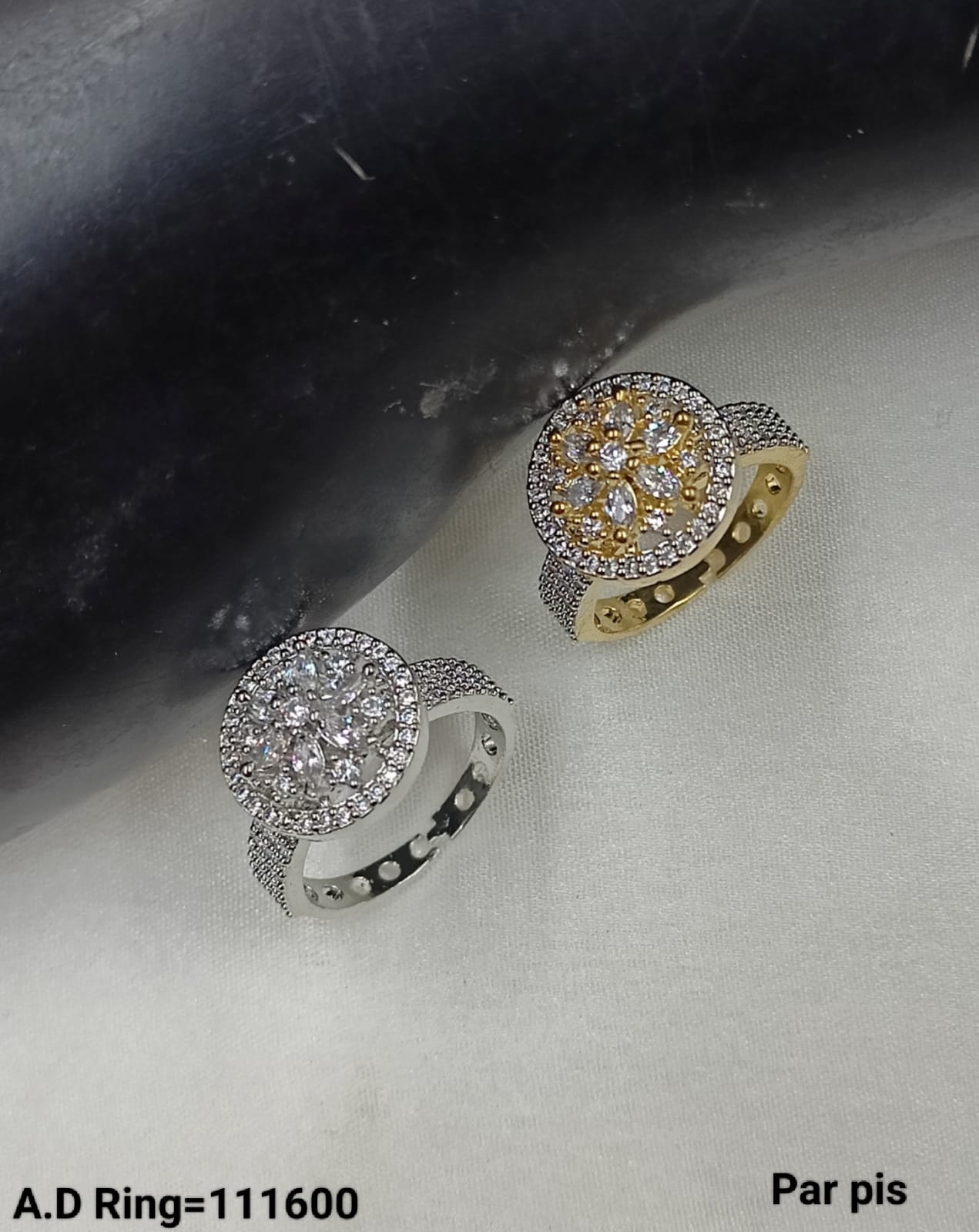 American Diamond Silver & Gold Plated Fashion Finger Ring Per Pieces