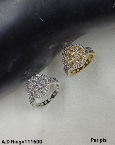 American Diamond Silver & Gold Plated Fashion Finger Ring Per Pieces
