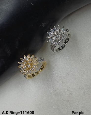 American Diamond Silver & Gold Plated Fashion Finger Ring Per Pieces