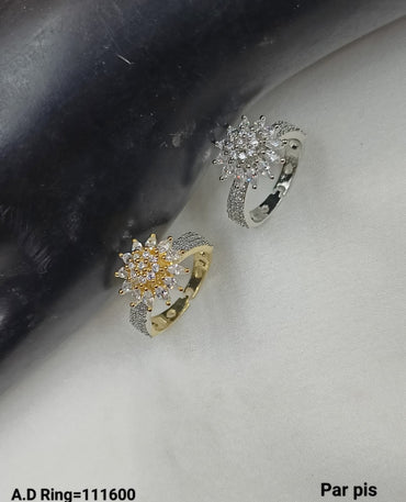 American Diamond Silver & Gold Plated Fashion Finger Ring Per Pieces