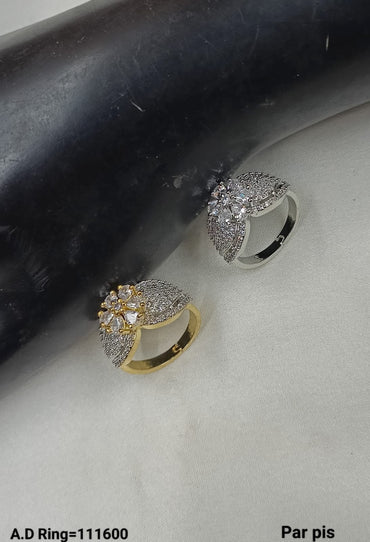 American Diamond Silver & Gold Plated Fashion Finger Ring Per Pieces