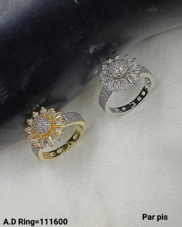 American Diamond Silver & Gold Plated Fashion Finger Ring Per Pieces