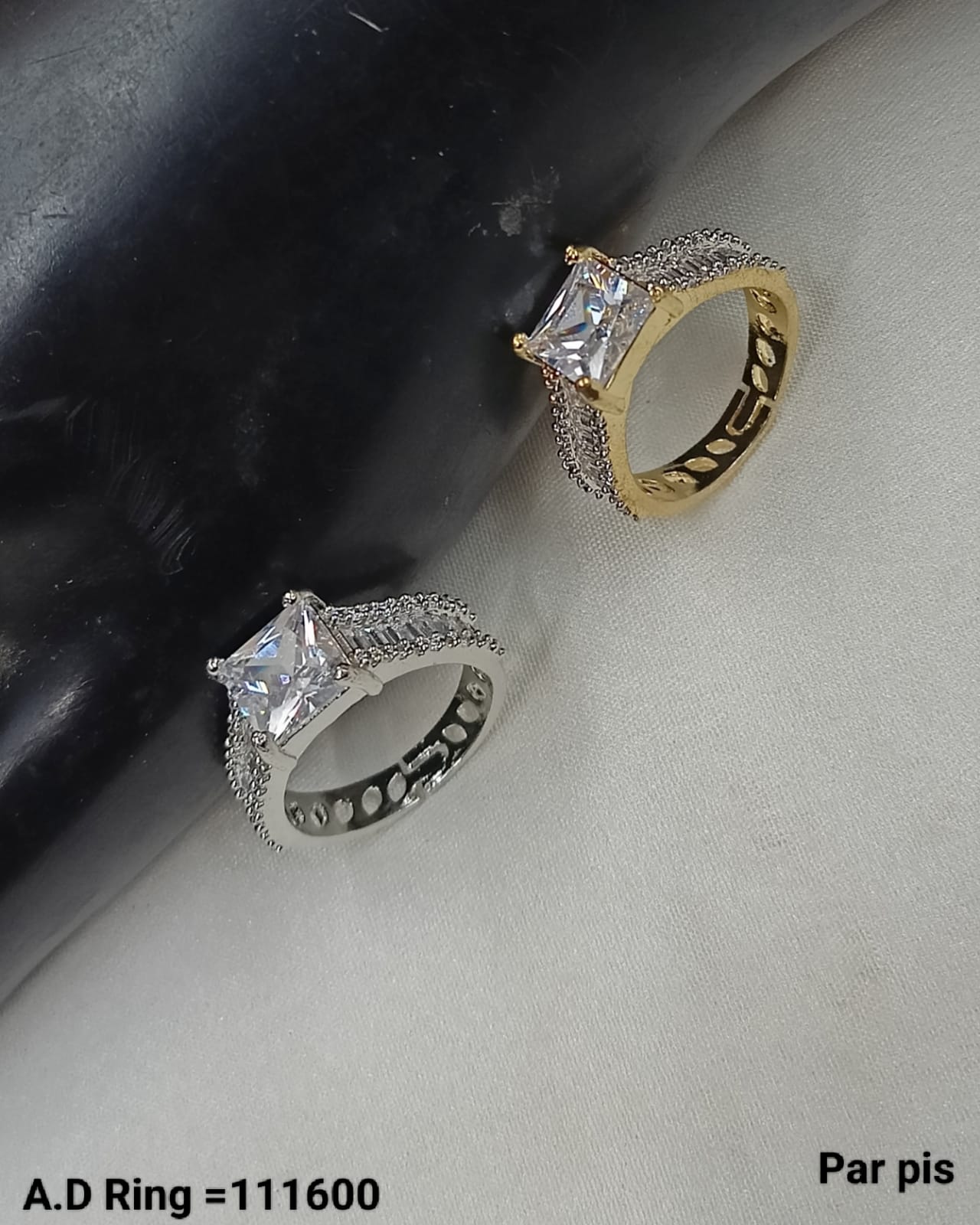American Diamond Silver & Gold Plated Fashion Finger Ring Per Pieces