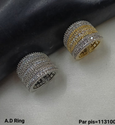 Silver & Gold Plated American Diamond Fashion Finger Ring Per Pieces