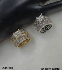 Silver & Gold Plated American Diamond Fashion Finger Ring Per pieces