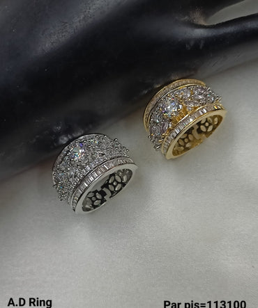 Silver & Gold Plated American Diamond Fashion Finger Ring Per pieces