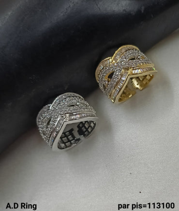Silver & Gold Plated American Diamond Fashion Finger Ring Per Pieces