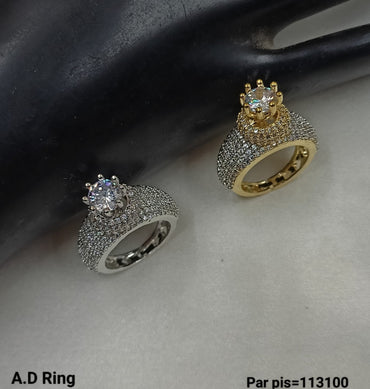 Silver & Gold Plated American Diamond Fashion Finger Ring Per Pieces