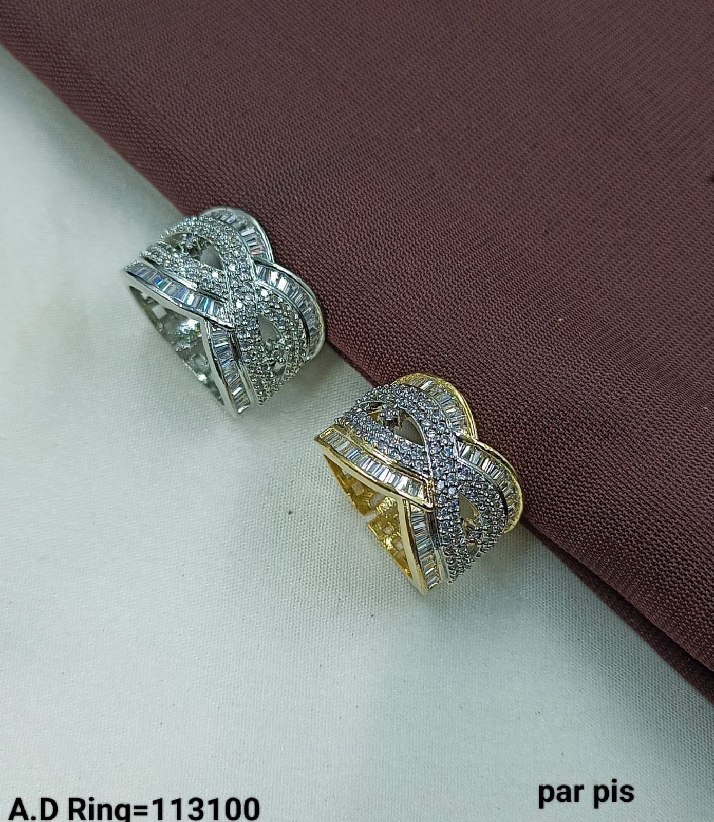 Luxury Crossover A.D. Statement Ring – Available in Gold & Silver Finish (Per Piece)