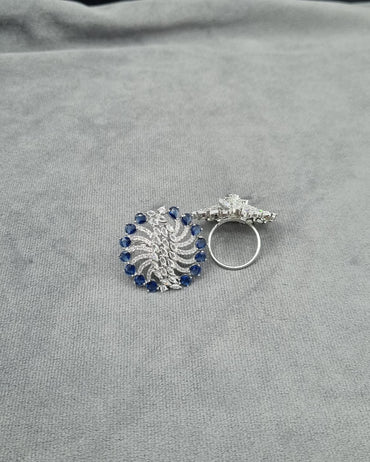 Art Deco Inspired Emerald Green Crystal Sunburst Ring