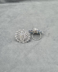 Art Deco Inspired Emerald Green Crystal Sunburst Ring