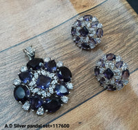 Silver Plated American Diamond Pendant Set