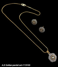 American Diamond Silver & Gold Plated Pendant Set