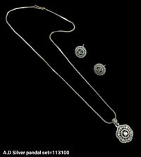 American Diamond Silver & Gold Plated Pendant Set