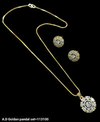 American Diamond Silver & Gold Plated Pendant Set