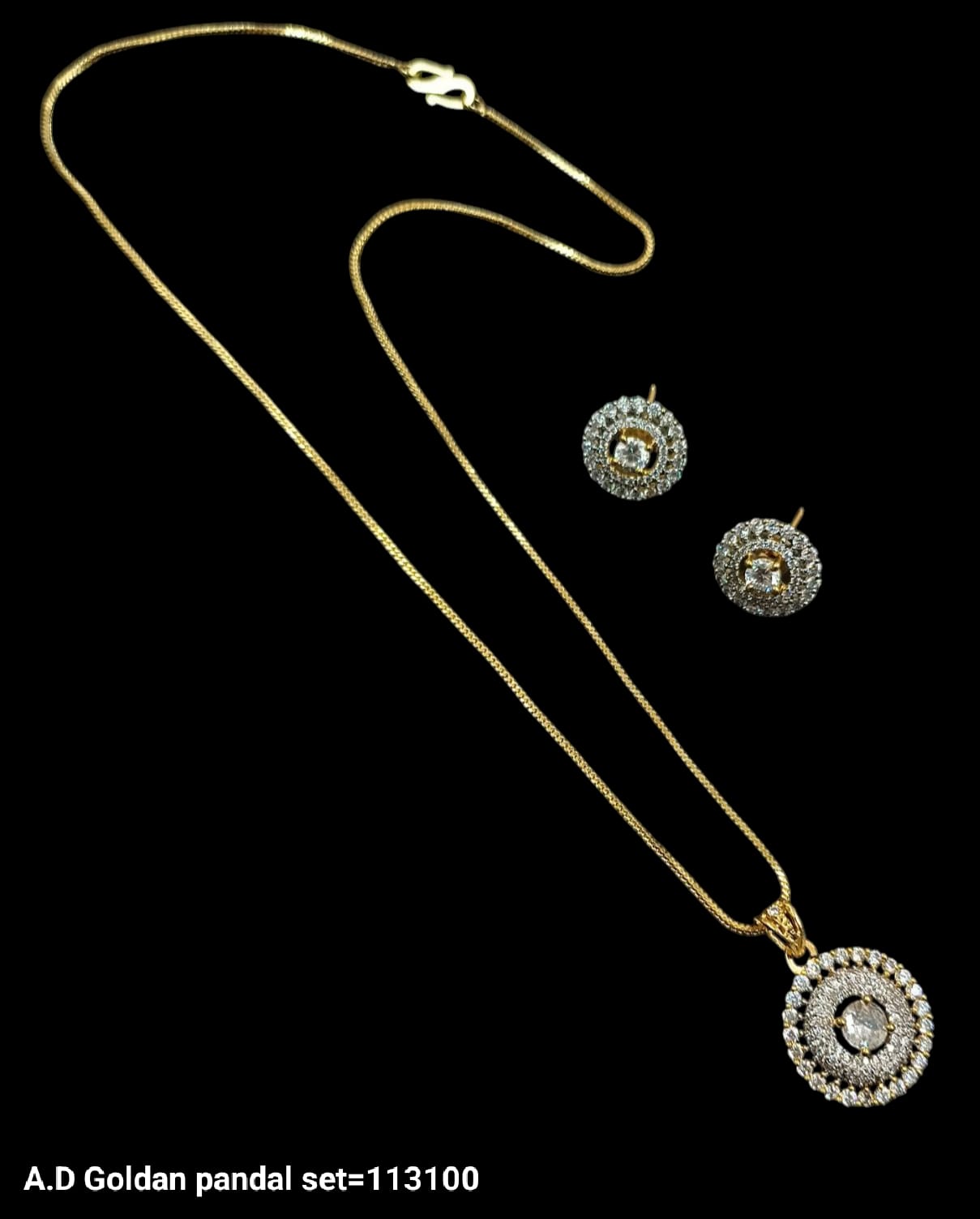 Gold & Silver Plated American Diamond Pendant Set