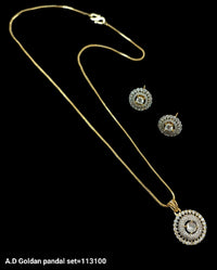 Gold & Silver Plated American Diamond Pendant Set