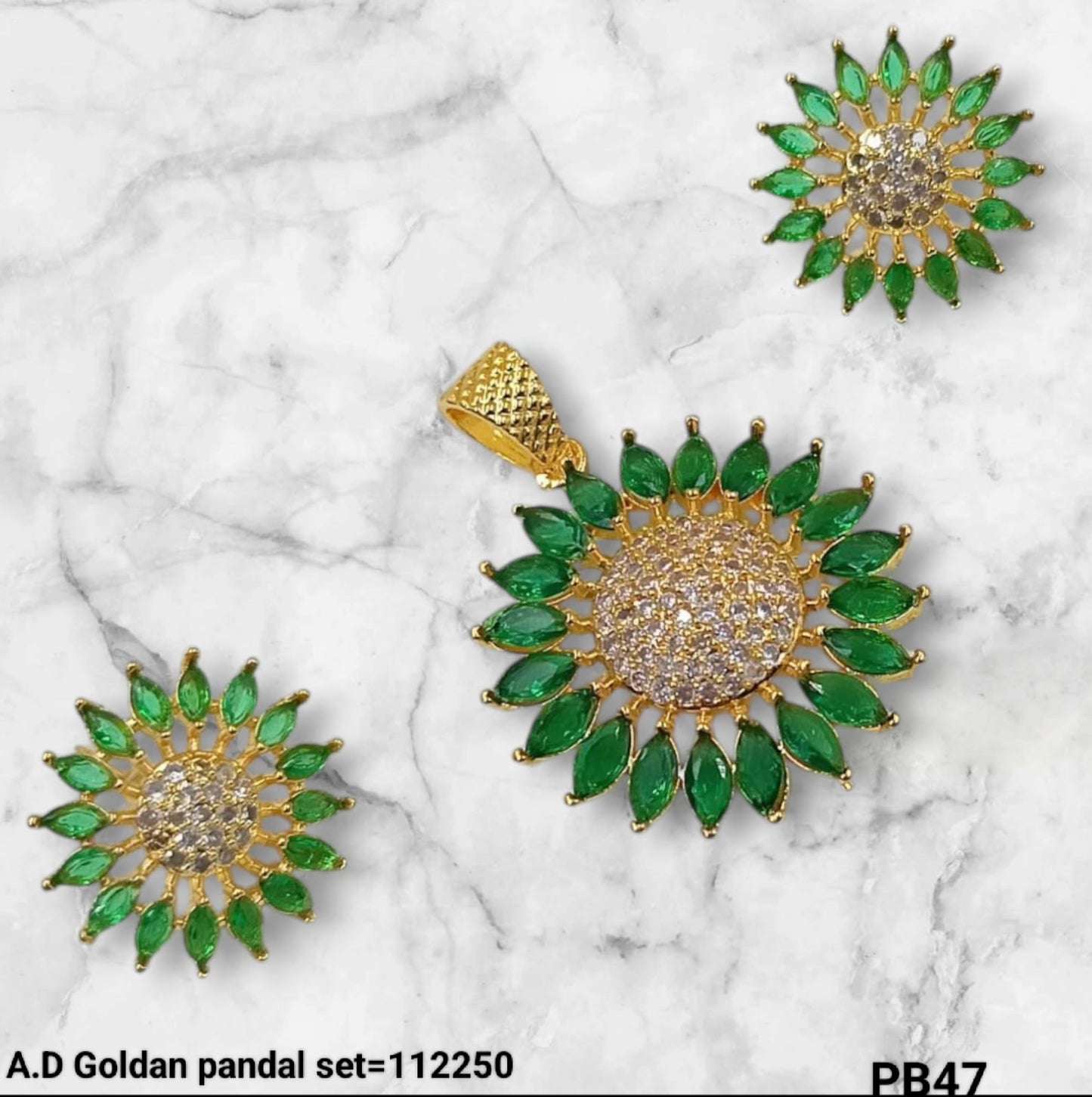 Gold Plated American Diamond Pendant Set