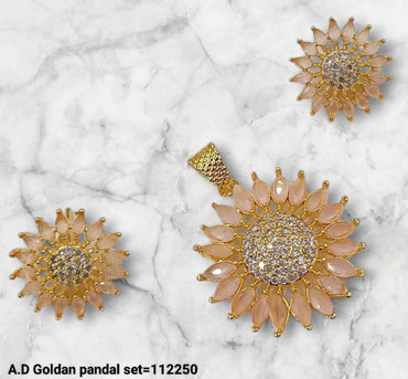 Gold Plated American Diamond Pendant Set