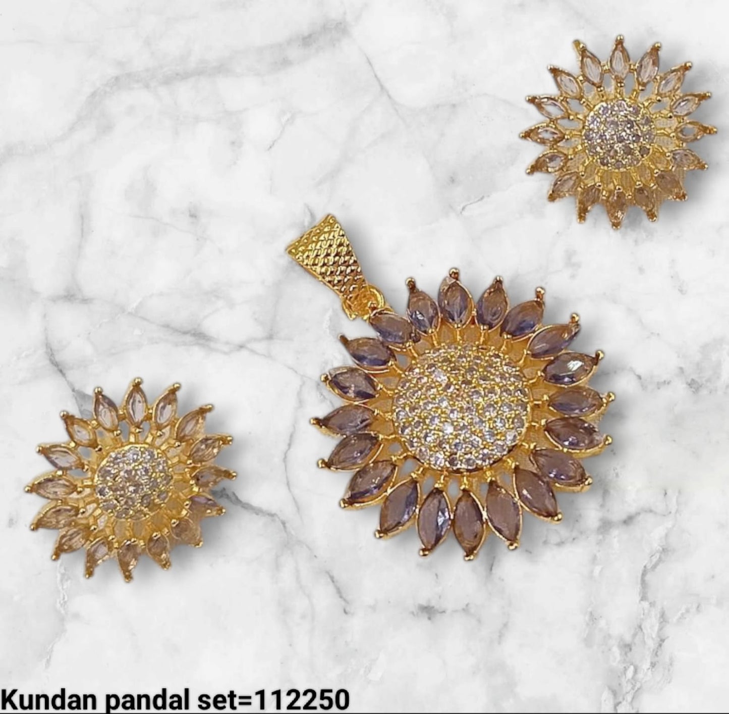 Gold Plated American Diamond Pendant Set