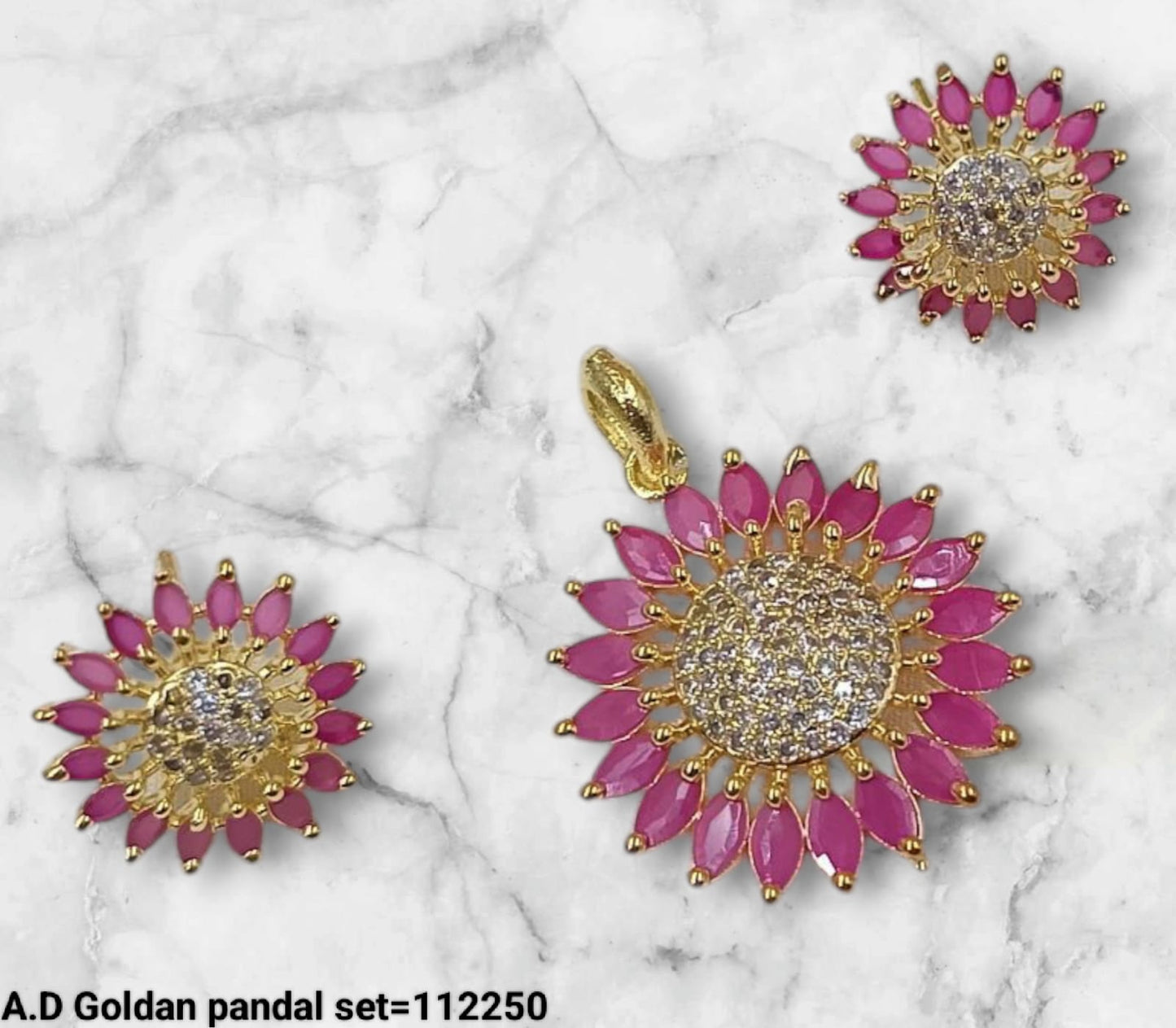 Gold Plated American Diamond Pendant Set